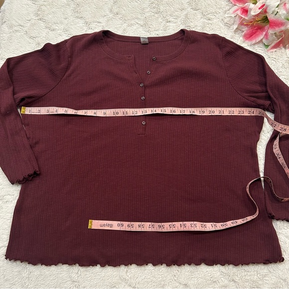 Old Navy - Maroon Ribbed Long Sleeve Long Sleeve 3/4 Sleeve Henley XXL - Picture 5 of 9
